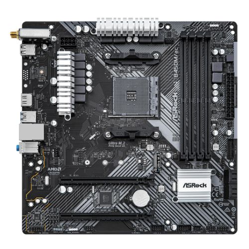 Asrock B450M/AC R2.0 AMD B450 AM4 Micro ATX 4 DDR4 HDMI GB LAN AC Wi-Fi 1x M.2