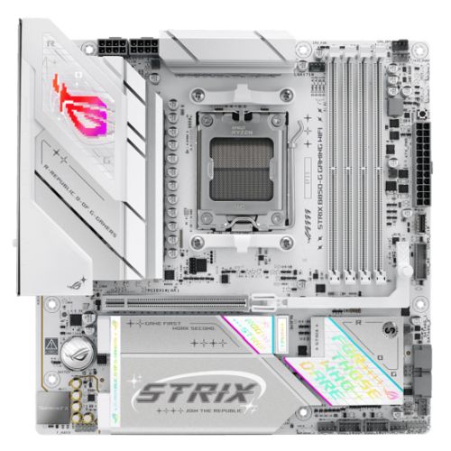 Asus ROG STRIX B850-G GAMING WIFI AMD B850 AM5 Micro ATX 4 DDR5 HDMI DP Wi-Fi 7 2.5G LAN RGB 4x M.2 White