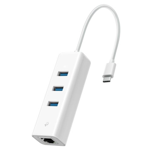 TP-LINK (UE330C) 3-Port USB-C Hub & Gigabit Ethernet Adapter 3x USB-A 3.0 1x GB LAN White