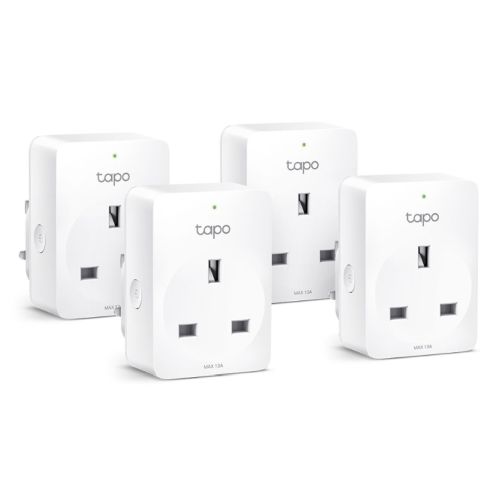 TP-LINK (TAPO P110 4-Pack) Mini Smart Wi-Fi Socket Remote Access Scheduling Away Mode Voice Control Energy Monitoring