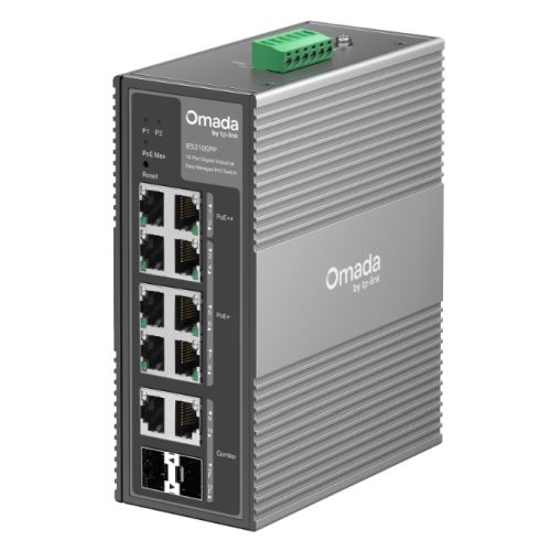 TP-LINK (IES210GPP) Omada 10-Port Gigabit Industrial Easy Managed Switch with 6-Port PoE+ and 2-Port PoE++ 2x Combo RJ45/SFP IP40 Aluminium Casing