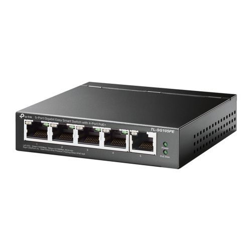 TP-LINK (TL-SG105PE) 5-Port Gigabit PoE Easy Smart Switch 4-Port PoE+ Steel Case