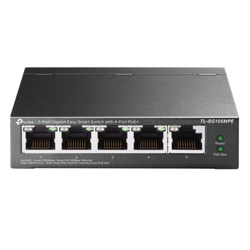 TP-LINK (TL-SG105MPE) 5-Port Gigabit Easy Smart Switch with 4-Port PoE+ Steel Case