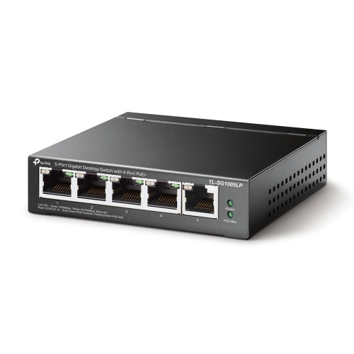 TP-LINK (TL-SG1005LP) 5-Port Gigabit Unmanaged Desktop Switch 4-Port PoE Intelligent Power Steel Case