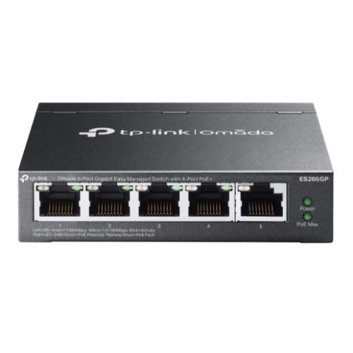 TP-LINK (ES205GP) Omada 5-Port Gigabit Easy Managed Switch with 4-Port PoE+ 5x GB Ports Metal Casing