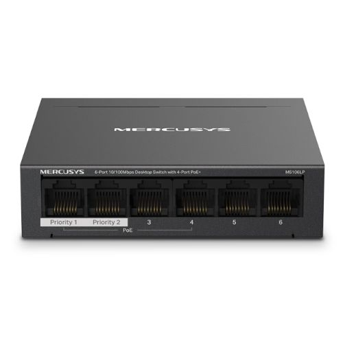 Mercusys (MS106LP) 6-Port 10/100Mbps Desktop Switch with 4-Port PoE+ Metal Case