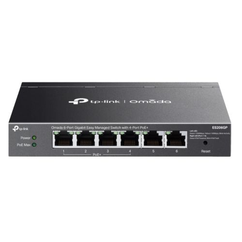 TP-LINK (ES206GP) Omada 6-Port Gigabit Easy Managed Switch with 4-Port PoE+ 6x GB Ports Metal Casing