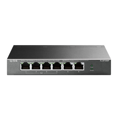TP-LINK (TL-SF1006P) 6-Port 10/100 Unmanaged Desktop Switch 4 Port PoE+ Steel Case