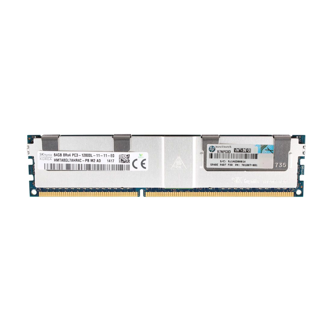 HMTA8GL7AHR4C-PB | Hynix 64GB PC3-12800 ECC Registered DDR3-1600MHz CL11 240-Pin Load Reduced DIMM 1.35V Low Voltage Quad Rank Memory Module