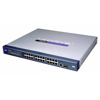 SR224G | Linksys 24-Port 10/100Mbps + 2-Port Gigabit Switch + 2 MiniGBIC Ports