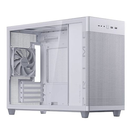 Asus Prime AP201 Gaming Case w/ Tempered Glass Window Micro ATX USB-C Tool-free Panels 338mm GPU & 360mm Radiator Support White