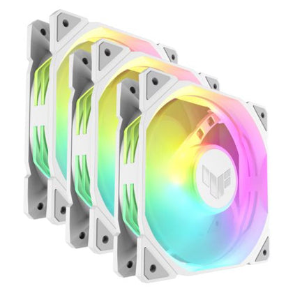 Asus TUF Gaming TR120 ARGB 12cm PWM Case Fans (3 Pack) Hydraulic Bearing 28mm Frame Double-layer LED Matrix Design 2000 RPM White