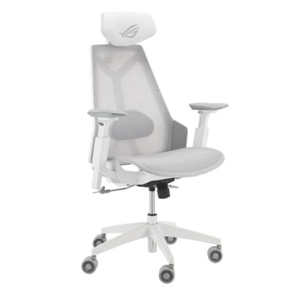 Asus ROG Destrier Core White Gaming Chair Cyborg-Inspired Design Versatile Seat Adjustments Mobile Gaming Arm Support