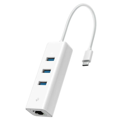 TP-LINK (UE330C) 3-Port USB-C Hub & Gigabit Ethernet Adapter 3x USB-A 3.0 1x GB LAN White
