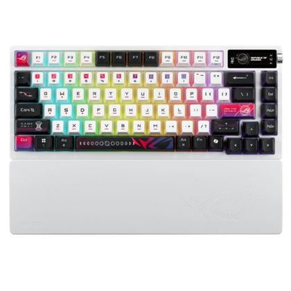 Asus ROG AZOTH X 75% Custom Mechanical RGB Gaming Keyboard Wireless/Btooth/USB NX Snow Switches Dye-Sub & Translucent Keycaps OLED Display Control Knob White