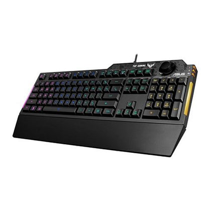 Asus TUF GAMING K1 RGB Keyboard with Volume Knob 19-key Rollover Side Light Bar & Armoury Crate Spill Resistant Detachable Wrist Rest