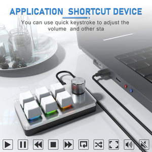 6 Keys 1 Mini Knob RGB Keyboard for Photoshop USB Mechanical Keyboard Gamer Macro Custom Keyboard Gaming Custom Programming Knob
