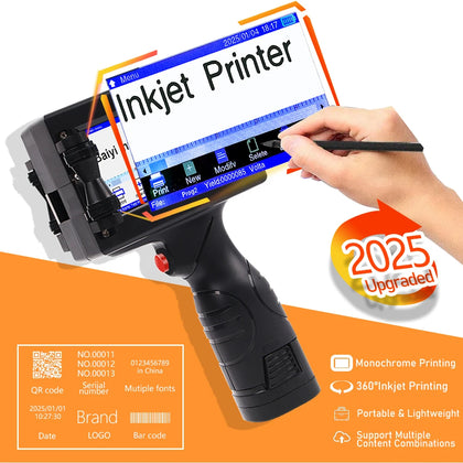 12.7mm Handheld Inkjet Printer Date Text QR Code Barcode Batch Number Logo Picture Portable Coding Machine