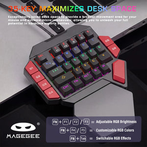 35 Keys One-Handed Mini Mechanical Gaming Keyboard, Ergonomic Hot-Swappable Backlit Wired Keyboard for PC, Laptop & Desktop