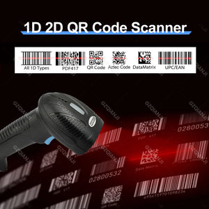 1D 2D QR Handheld Barcode Scanner Reader Bar Reader Portable USB Wireless 2.4G Bluetooth Connect PDF417 DM Code 3 in 1 1.5m Drop