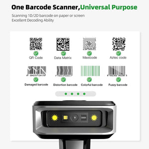 Eyoyo Blueooth Wireless 2D Barcode Scanner and Wired QR Barcode Reader PDF417 Automatic Sensing for Pos Scanning