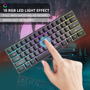 MageGee Mini 60% Gaming Keyboard, RGB Backlit 61 Key Ultra-Compact Keyboard, TS91 Ergonomic Waterproof Mechanical Feeling Office