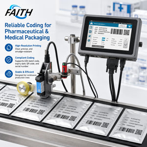 Faith 7'' Industrial Online Inkjet Printer 12.7mm QR Barcode Batch Number Logo Expiry Date Coding Machine