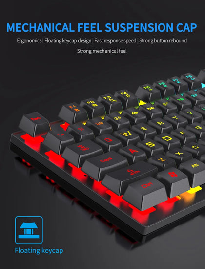 104 Key Backlit Mechanical Keyboard Wired Gaming Keyboard Waterproof Luminous Keyboard And Mouse Set for Gamer PC Laptop Office