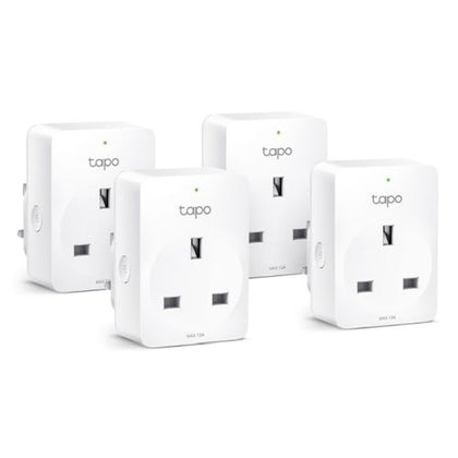TP-LINK (TAPO P110 4-Pack) Mini Smart Wi-Fi Socket Remote Access Scheduling Away Mode Voice Control Energy Monitoring