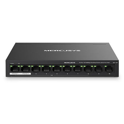 Mercusys (MS110P) 10-Port 10/100Mbps Desktop Switch with 8-Port PoE+ Metal Case