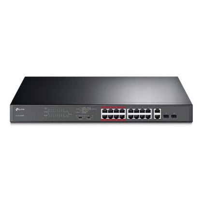 TP-LINK (TL-SL1218MP) 16-Port 10/100Mbps + 2-Port GB Unmanaged PoE Switch 2 combo GB SFP Slots 16-Port PoE Rackmountable