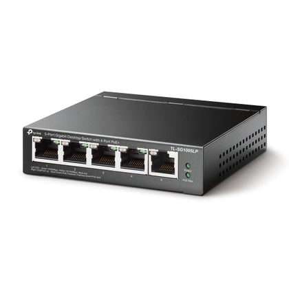 TP-LINK (TL-SG1005LP) 5-Port Gigabit Unmanaged Desktop Switch 4-Port PoE Intelligent Power Steel Case