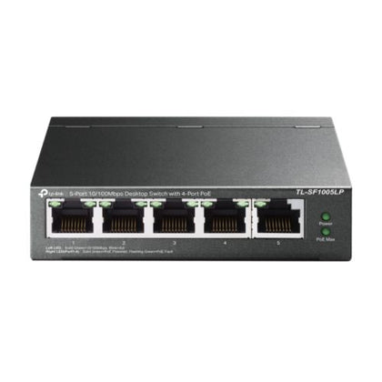 TP-LINK (TL-SF1005LP) 5-Port 10/100 Unmanaged Desktop Switch 4-Port PoE Intelligent Power Steel Case