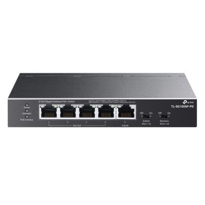 TP-LINK (TL-SG1005P-PD) 5-Port Gigabit Desktop PoE+ Switch with 1-Port PoE++ In and 4-Port PoE+Out Long-Range PoE+