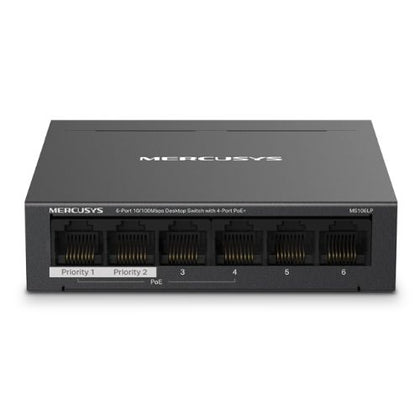 Mercusys (MS106LP) 6-Port 10/100Mbps Desktop Switch with 4-Port PoE+ Metal Case