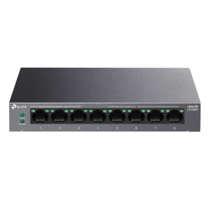 TP-LINK (LS108GP) 8-Port Gigabit Desktop LiteWave Switch with 8-Port PoE+ Metal Casing