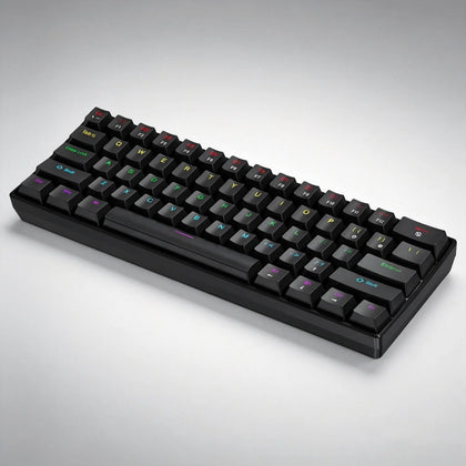 K61 Wired Mechanical Gaming Keyboard, 60% 61 Keys Mini RGB Backlit, Red/Blue Switch, Type-C Compact Keyboard for PC Laptop