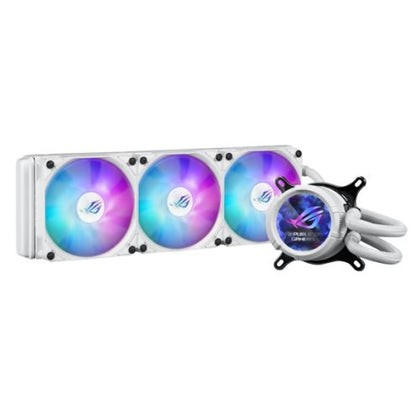 Asus ROG STRIX LC III 360 ARGB LCD Liquid CPU Cooler 360mm 7th Gen v2 Asetek Pump ARGB Fans Customisable LCD Display Rotatable Water Block White