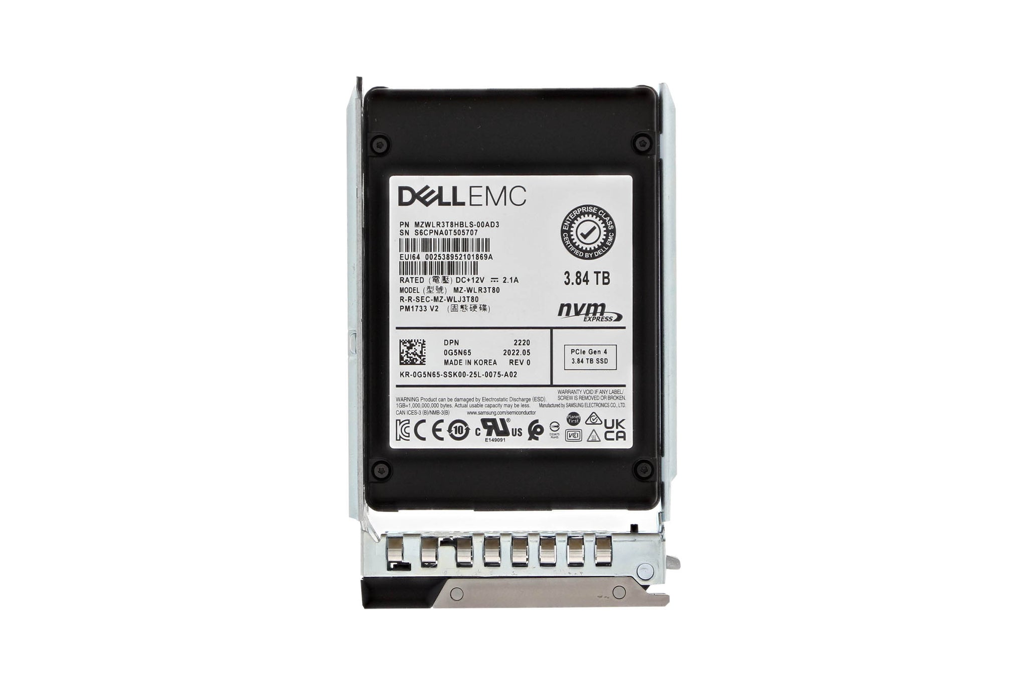 G5N65 | Dell 3.84TB PCI Express NVMe x4 U.2 , 2.5" Solid State Drive