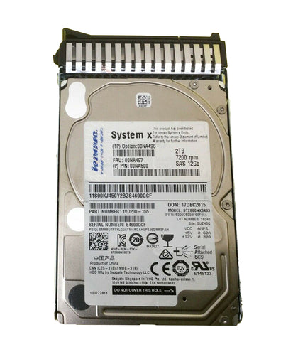 00NA500 Lenovo 2TB 7200RPM NL SAS 12Gbps G3 Hot Swap 2.5-Inch Hard Drive With Tray