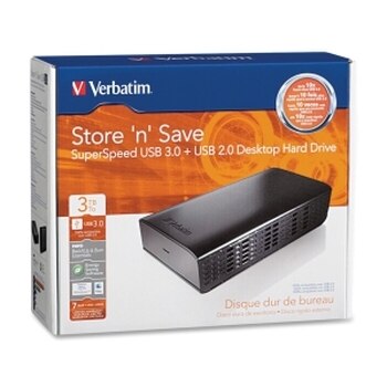 97581-A1 | Verbatim Store n Save 3TB USB 3.0 3.5-inch External Hard Drive (Black)