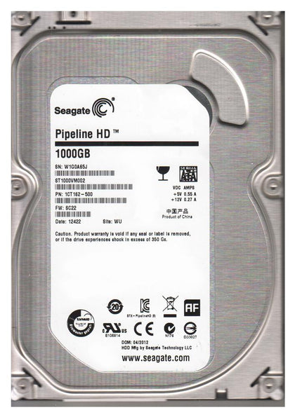 1CT162-500 Seagate Pipeline HD 1TB 5900RPM SATA 6GB/s 64MB Cache 3.5-inch Hard Drive