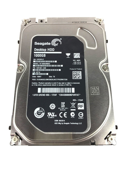 1ER162-040 Seagate Barracuda 1TB 7200RPM SATA 6GB/s 64MB Cache 3.5-inch Hard Drive