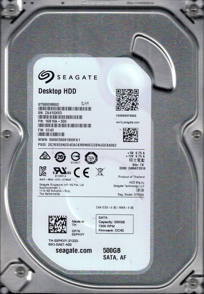 1SB10A-500 Seagate Barracuda 7200.12 500GB 7200RPM SATA 6GB/s 16MB Cache 3.5-inch Hard Drive