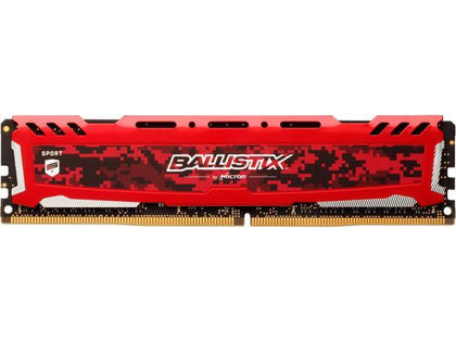BLS8G4D26BFSE Crucial Ballistix Sport LT 8GB DIMM 288-Pin DDR4 2666MHz PC4-21300 CL16 1.2 V Non-ECC Red