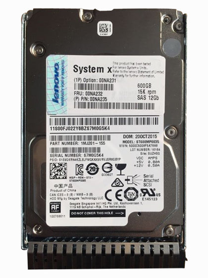 00NA231 IBM 600GB 15000RPM SAS 12GB/s 2.5-inch Slim Line Hot Swapable G3HS 512E Hard Drive with Tray
