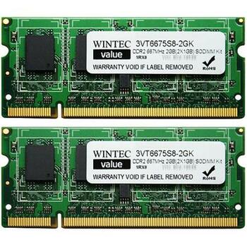 3VT6675S8-2GK Wintec 2GB (2x1GB) DDR2 SoDimm Non ECC PC2-5300 667Mhz Memory