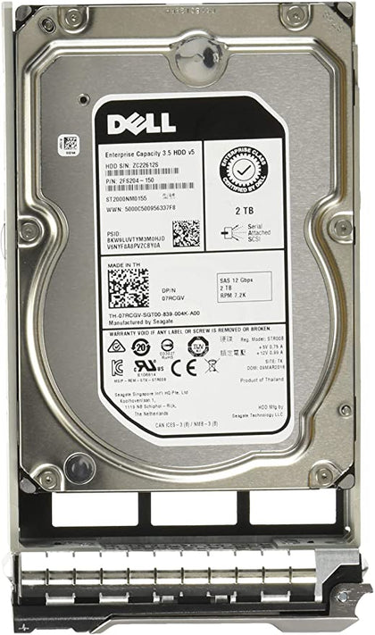 400-ATKI Dell 2TB 7200RPM SAS 12Gbps Nearline (SED) 2.5-Inch Hard Drive with 3.5-Inch Hybrid Carrier for PowerEdge R740XD