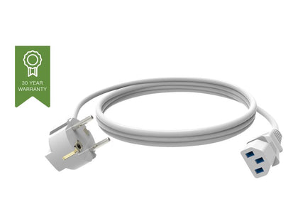 TC 2MEUIEC | Vision Professional 2M IEC EU POWER Cable EU Schuko power plug (CEE 7/7) to C13 also known as a "kettle lead" White Conductor thickness: 1.0mm2 Voltage Rating: 250V Amp Rating: 16A Outer Diameter: 6.8mm