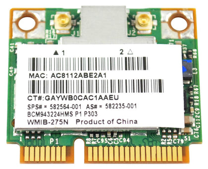 582564-001 HP Half Mini PCI-Express 802.11a/b/g/n Dual band WiFi Wireless Lan (WLAN) Network Adapter for Elitebook 2540p Notebook